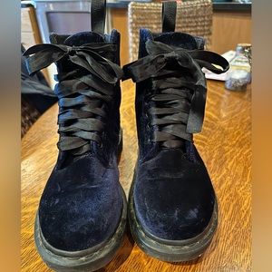 Navy blue velvet paisley docs